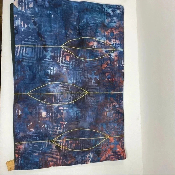 Mother Earth Pillow Cover 12” x 36” Red Blue Batik Embroidery Hook and Loop - Picture 5 of 9